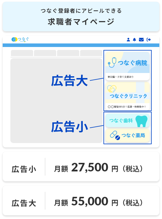 つなぐ登録者にアピールできる　求職者マイページ